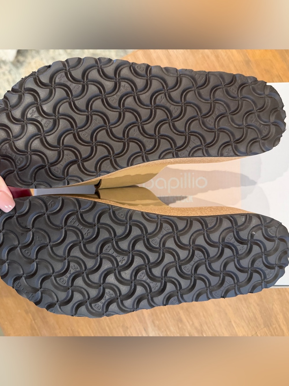 Birkenstock Papillio Almina Sandcastle Double-Strap Slide with Gold Buckles - Picture 3 of 8